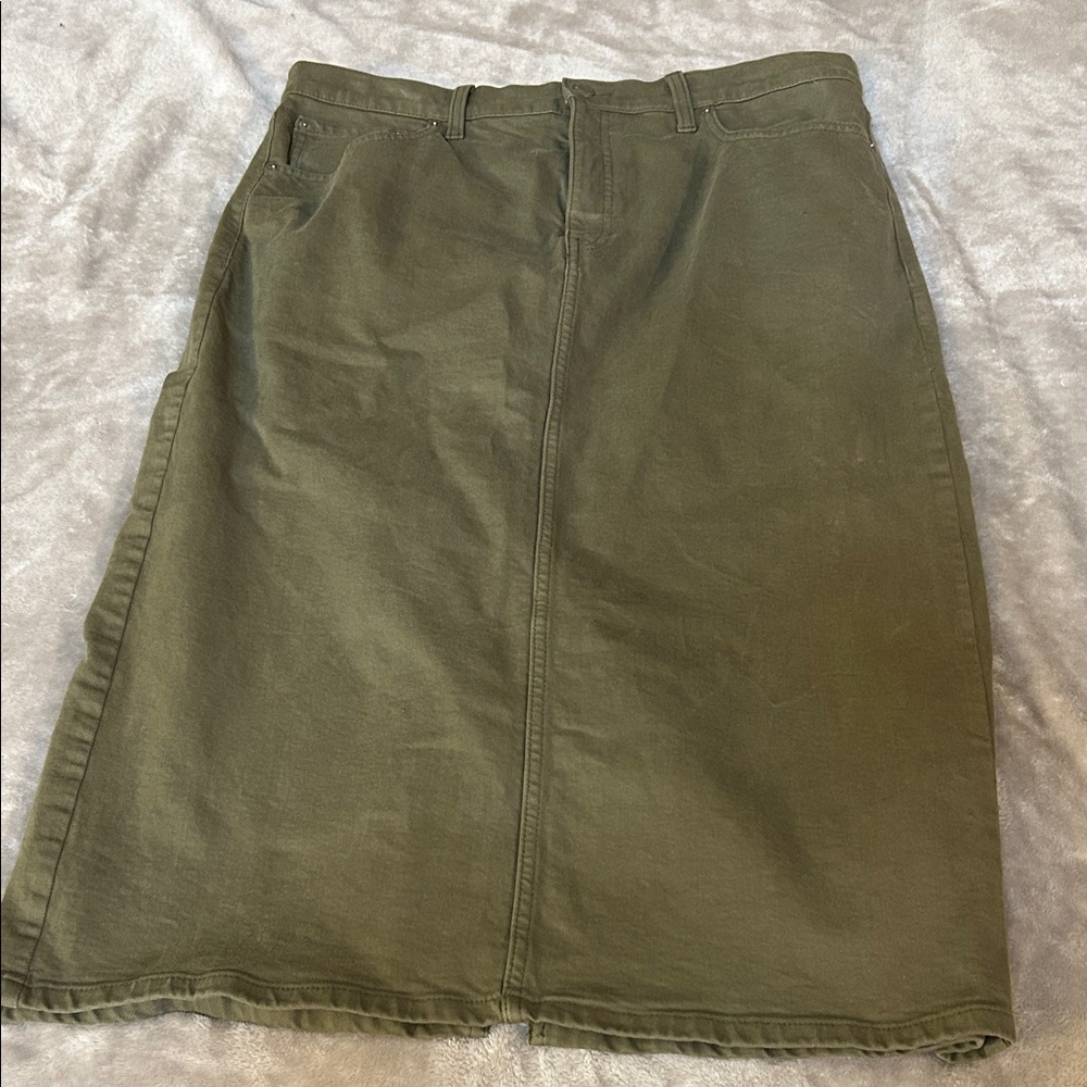 Banana republic khaki green midi skirt